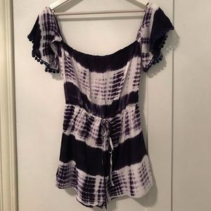 Love & Other Things Blue and White Romper